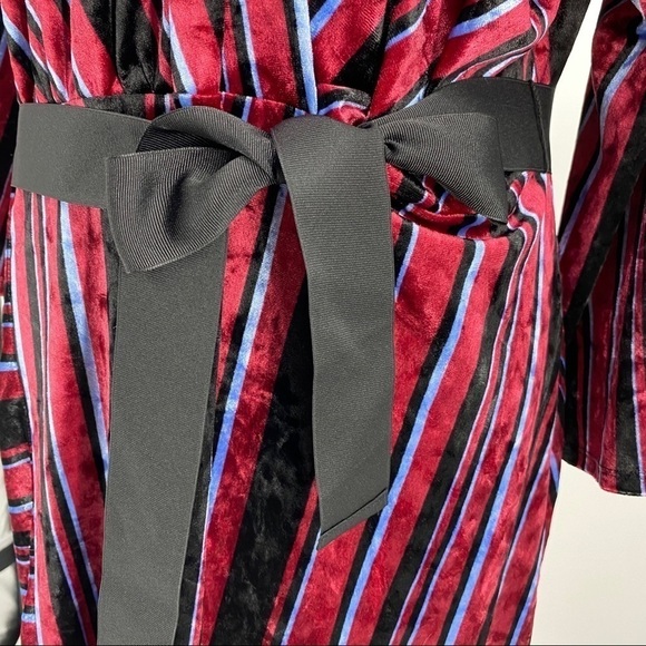 NY Collection Stripe Velvet Asymmetrical Dress - Picture 8 of 13